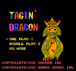 Tagin' Dragon title screen for NES